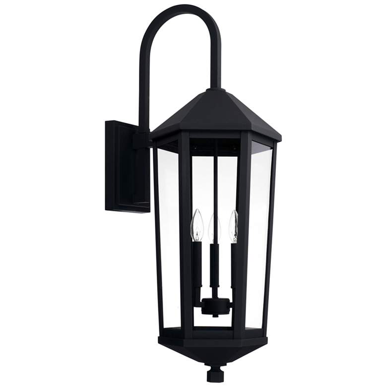 Image 2 Ellsworth 36 inch High Black 3-Light Outdoor Lantern Wall Light
