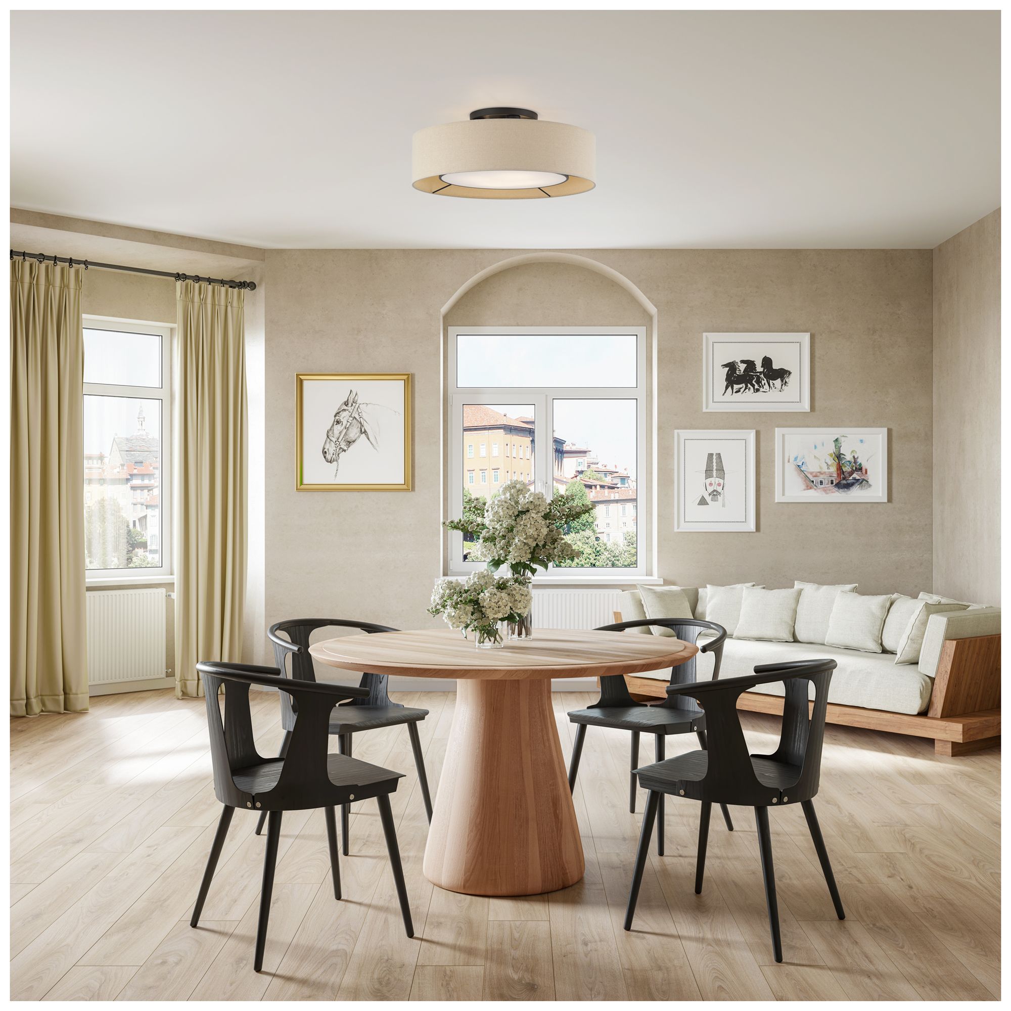 Ellsworth 4 Light Bronze Large Semi-Flush