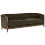 Ellsworth 91" Wide Green Traditional Exposed Parawood Tufted Sofa
