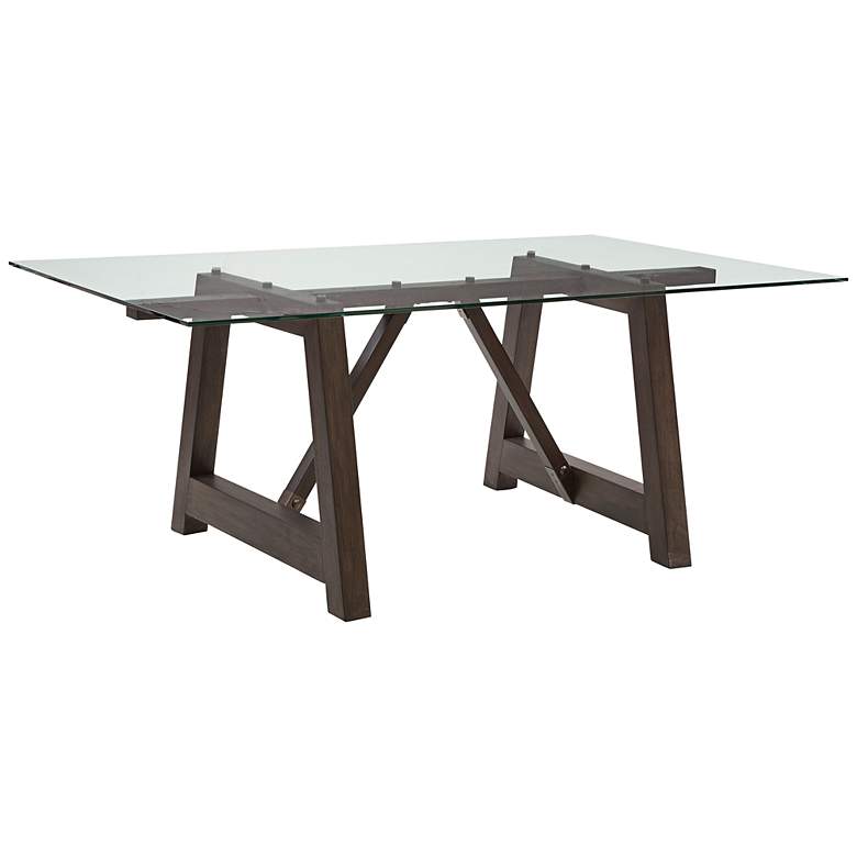Image 1 Ellsworth Glass-Top Mocha Wood Dining Table