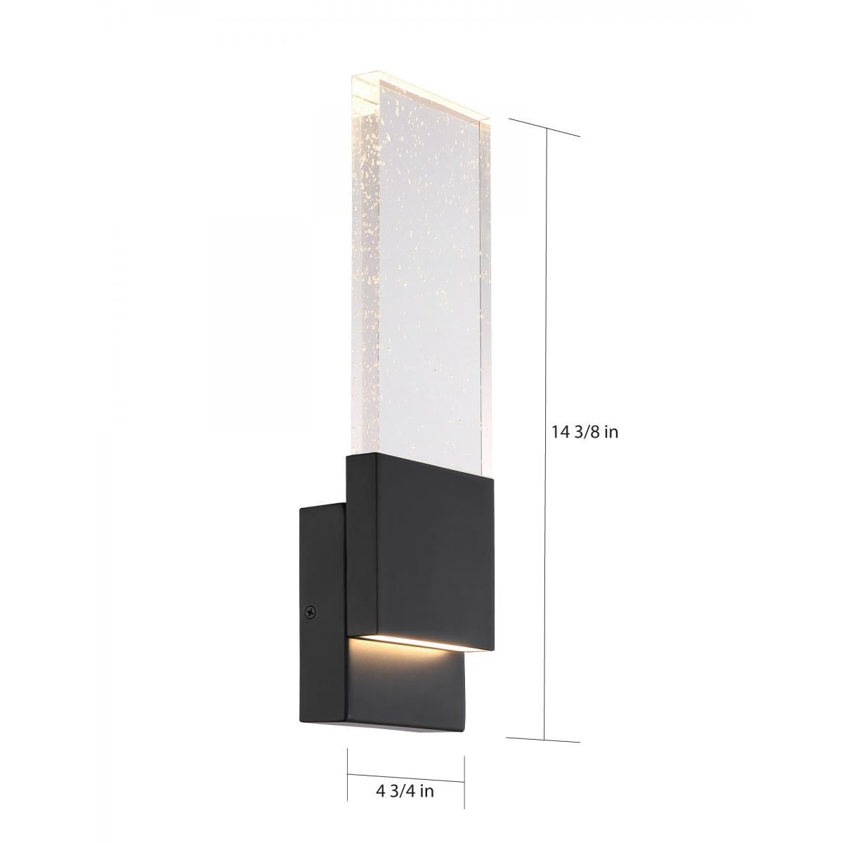 Ellusion; LED Large Wall Sconce; 13W; Matte Black Finish with Seeded Glass in scene