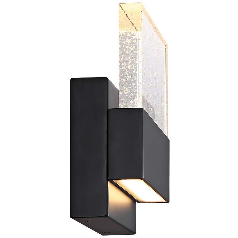 Image 3 Ellusion; LED Medium Wall Sconce; 15W; Matte Black Finish with Seeded Glass more views