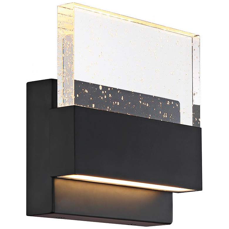 Image 5 Ellusion; LED Medium Wall Sconce; 15W; Matte Black Finish with Seeded Glass more views