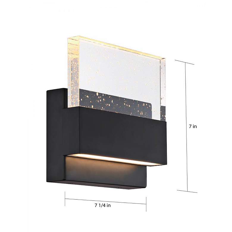 Image 6 Ellusion; LED Medium Wall Sconce; 15W; Matte Black Finish with Seeded Glass more views