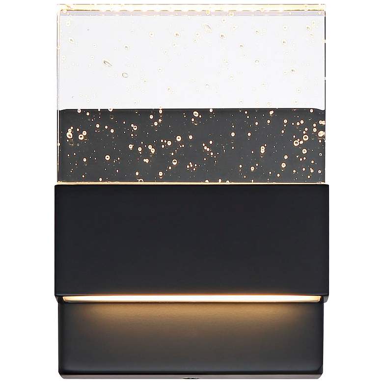 Image 3 Ellusion; LED Small Wall Sconce; 15W; Matte Black Finish with Seeded Glass more views