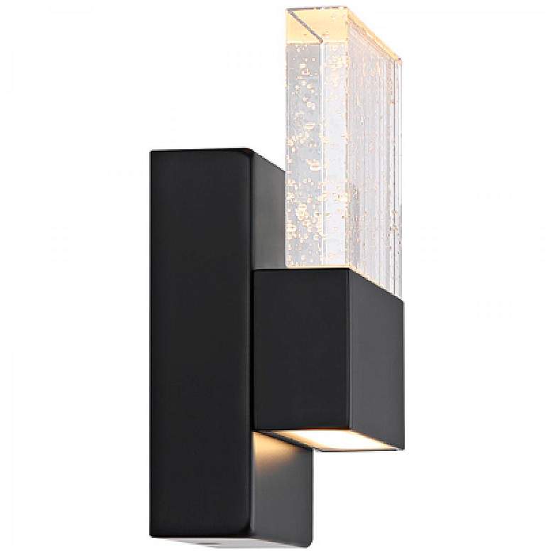 Image 4 Ellusion; LED Small Wall Sconce; 15W; Matte Black Finish with Seeded Glass more views