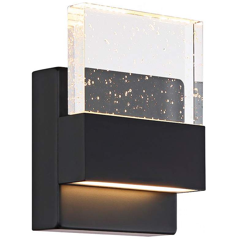 Image 5 Ellusion; LED Small Wall Sconce; 15W; Matte Black Finish with Seeded Glass more views