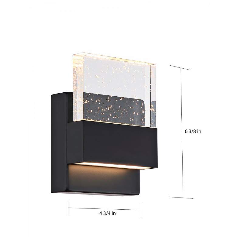 Image 6 Ellusion; LED Small Wall Sconce; 15W; Matte Black Finish with Seeded Glass more views