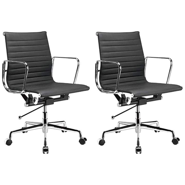 Image 1 Ellwood Black Mid-Back Adjustable Office Chair Set of 2