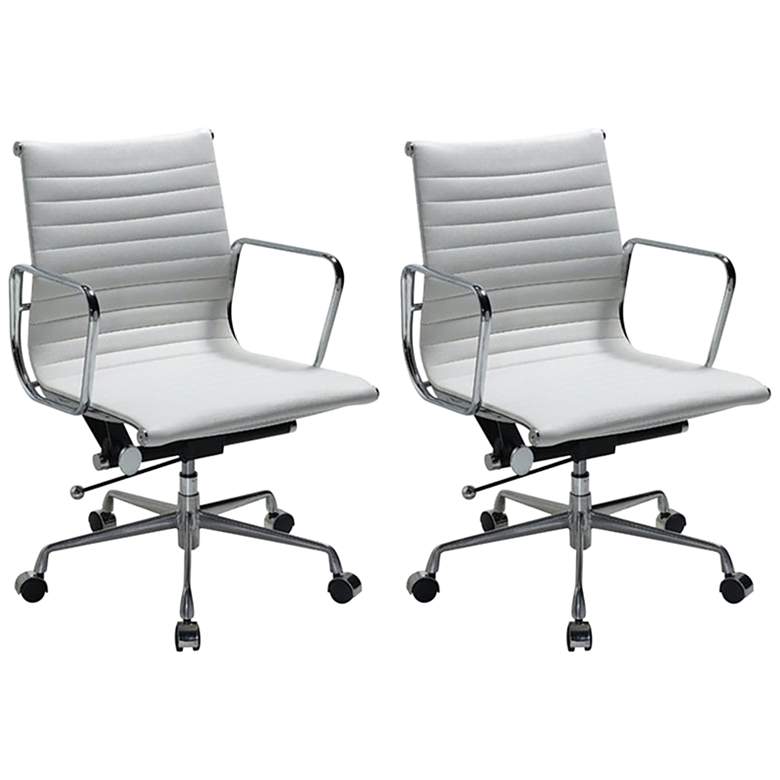 Image 1 Ellwood White Mid-Back Adjustable Office Chair Set of 2