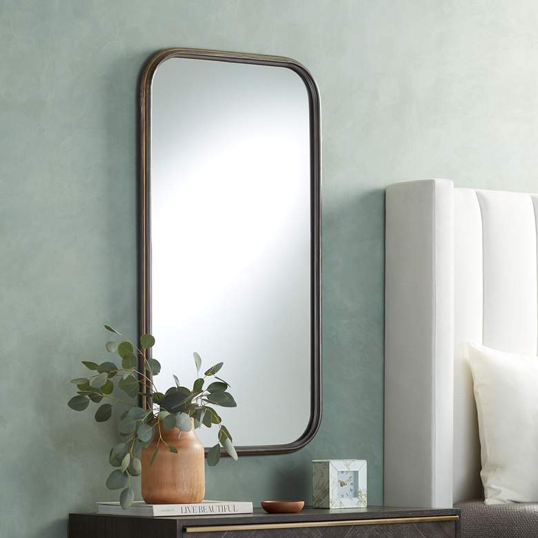 Image 1 Ellyson Bronze 21.75 inch x 40 inch Rounded Corner Rectangular Mirror