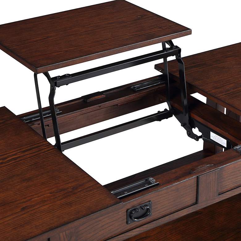 Image 4 Elm 46" Wide Dark Oak 2-Drawer Coffee Table with Lift-Top more views