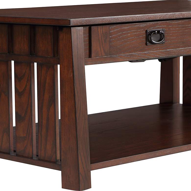 Image 5 Elm 46" Wide Dark Oak 2-Drawer Coffee Table with Lift-Top more views