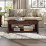 Elm 46" Wide Dark Oak 2-Drawer Coffee Table with Lift-Top