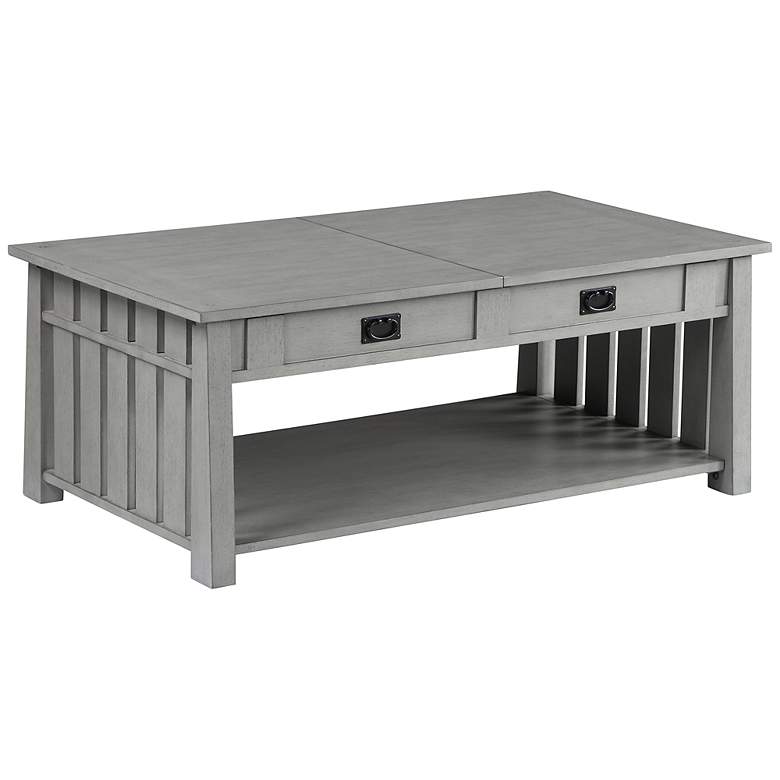Image 2 Elm 46"W Antique Gray 2-Drawer Coffee Table with Lift-Top