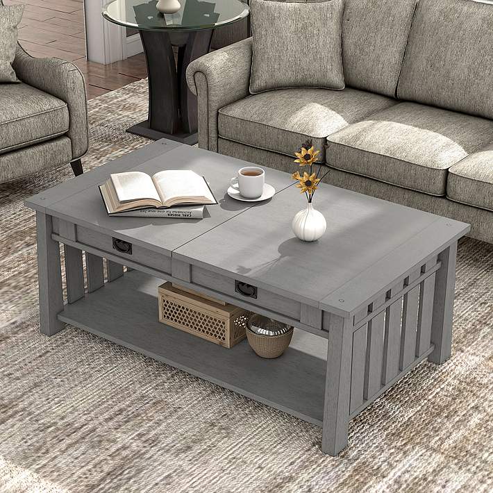 Gray With Lift Top Storage Coffee Table