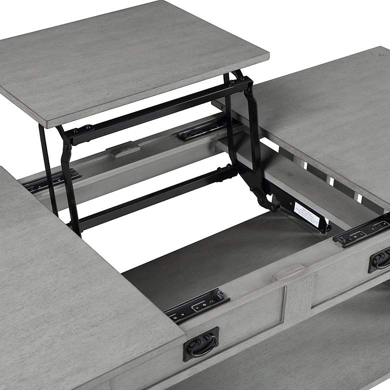 Image 5 Elm 46"W Antique Gray 2-Drawer Coffee Table with Lift-Top more views
