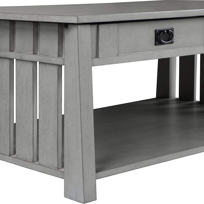 Image 6 Elm 46"W Antique Gray 2-Drawer Coffee Table with Lift-Top more views