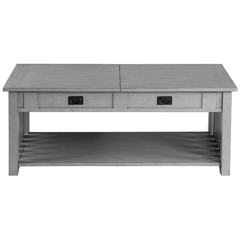 Image 7 Elm 46"W Antique Gray 2-Drawer Coffee Table with Lift-Top more views