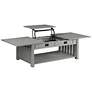 Elm 46"W Antique Gray 2-Drawer Coffee Table with Lift-Top
