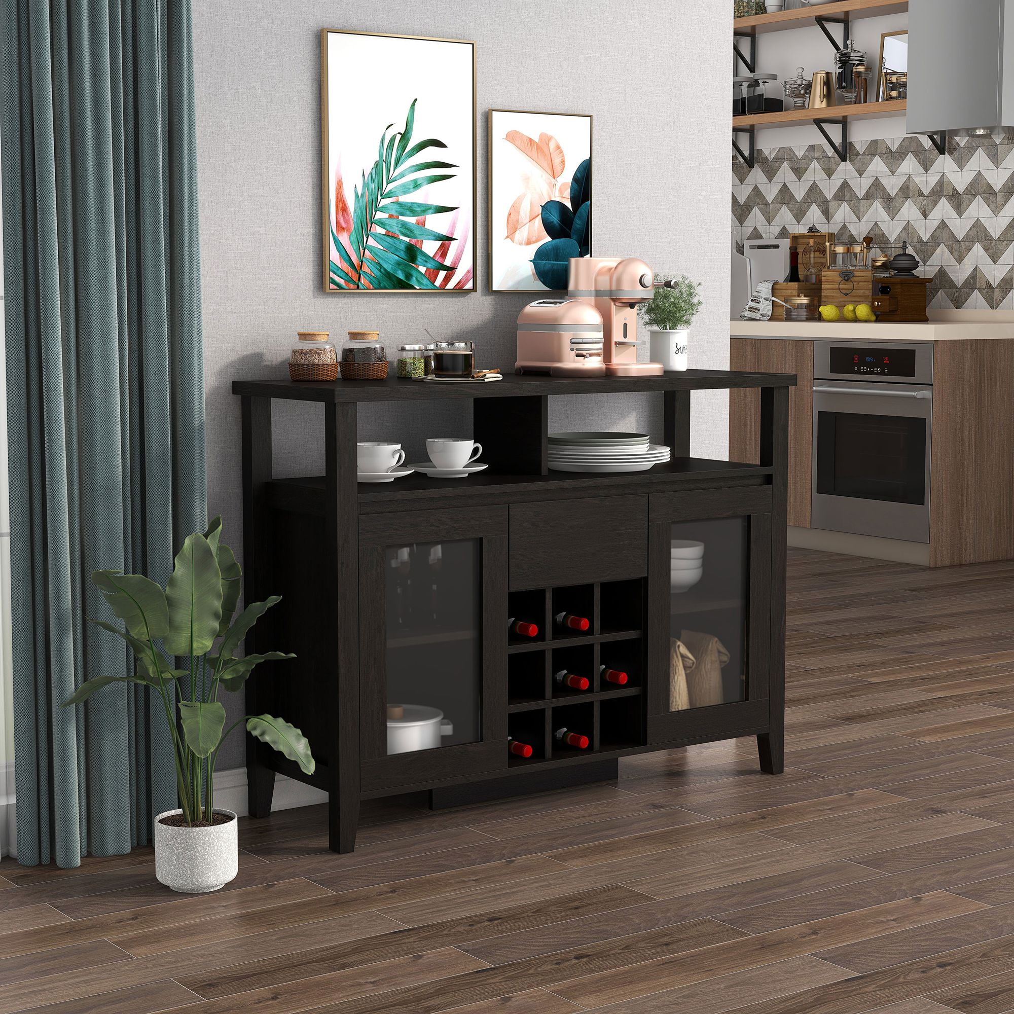 Elm 47 1/4" Wide Espresso Wood 1-Drawer 2-Door Buffet Table