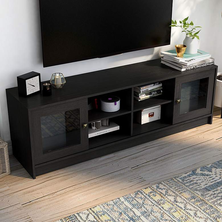 Image 1 Elm 62 1/4" Wide Espresso Wood Multi-Storage TV Stand