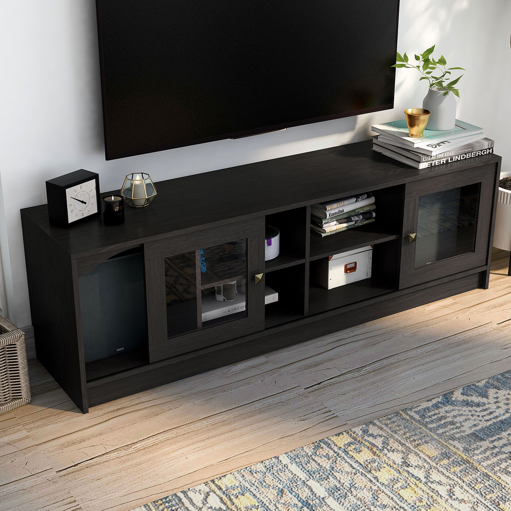 Elm 62 1/4" Wide Espresso Wood Multi-Storage TV Stand