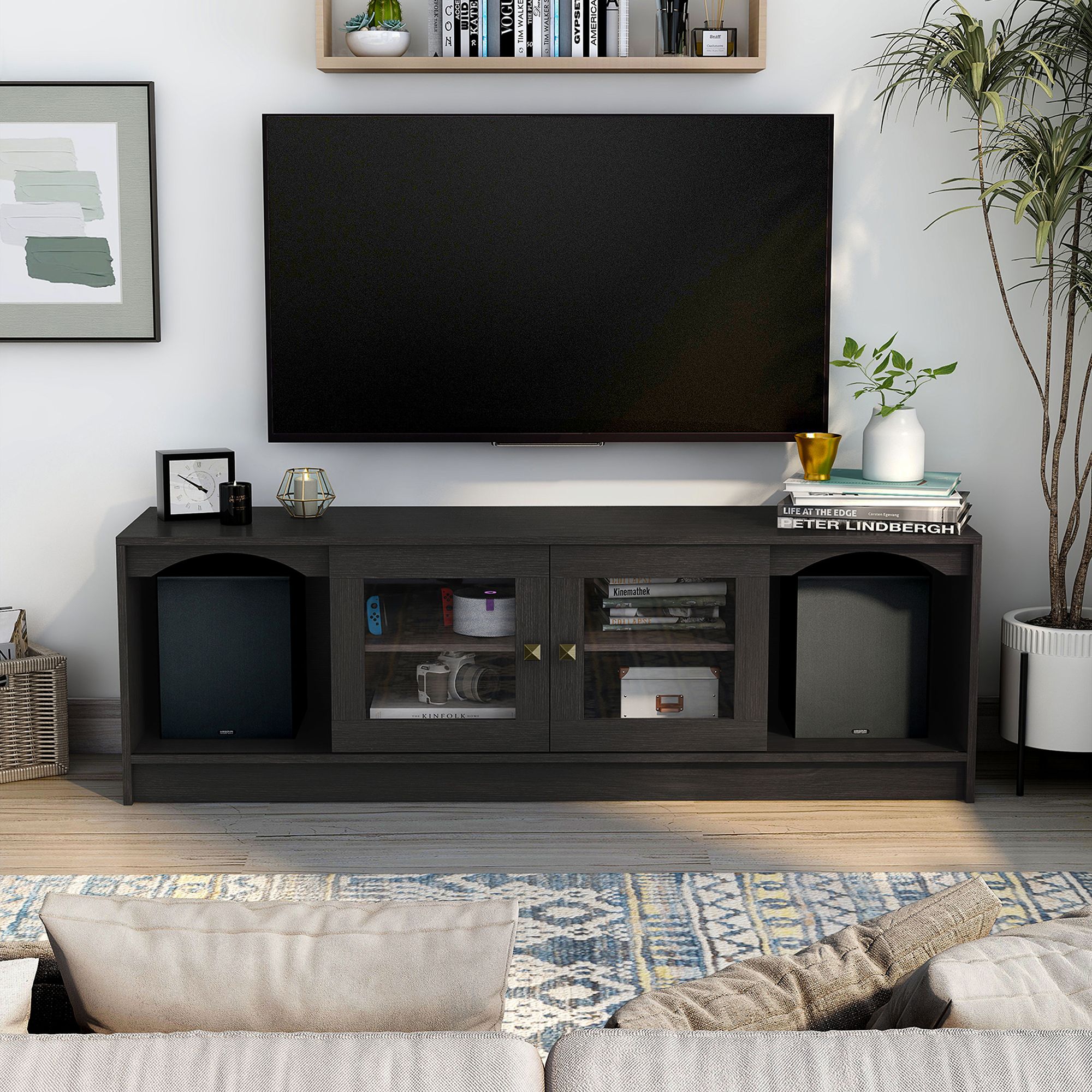 Elm 62 1/4" Wide Espresso Wood Multi-Storage TV Stand