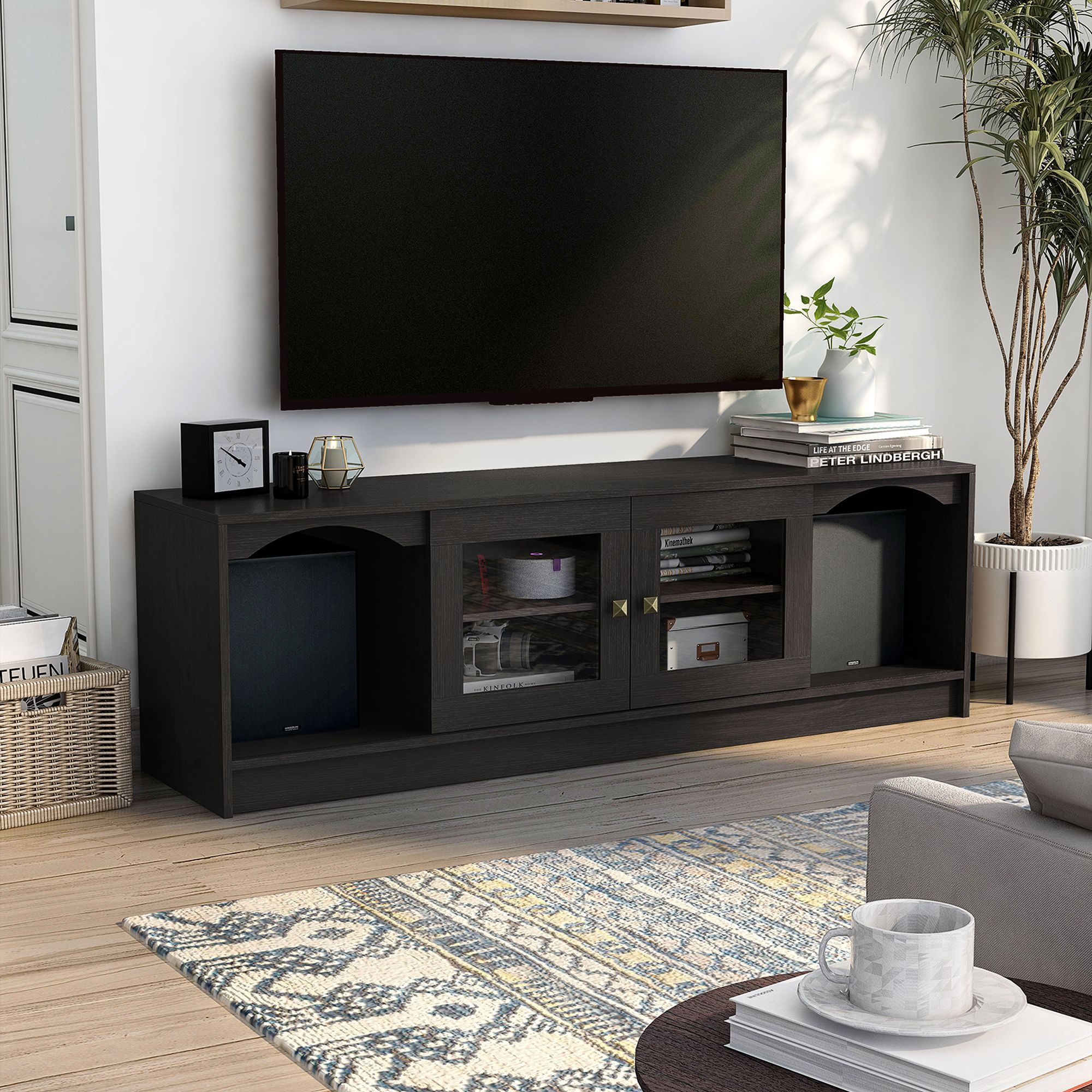 Elm 62 1/4" Wide Espresso Wood Multi-Storage TV Stand