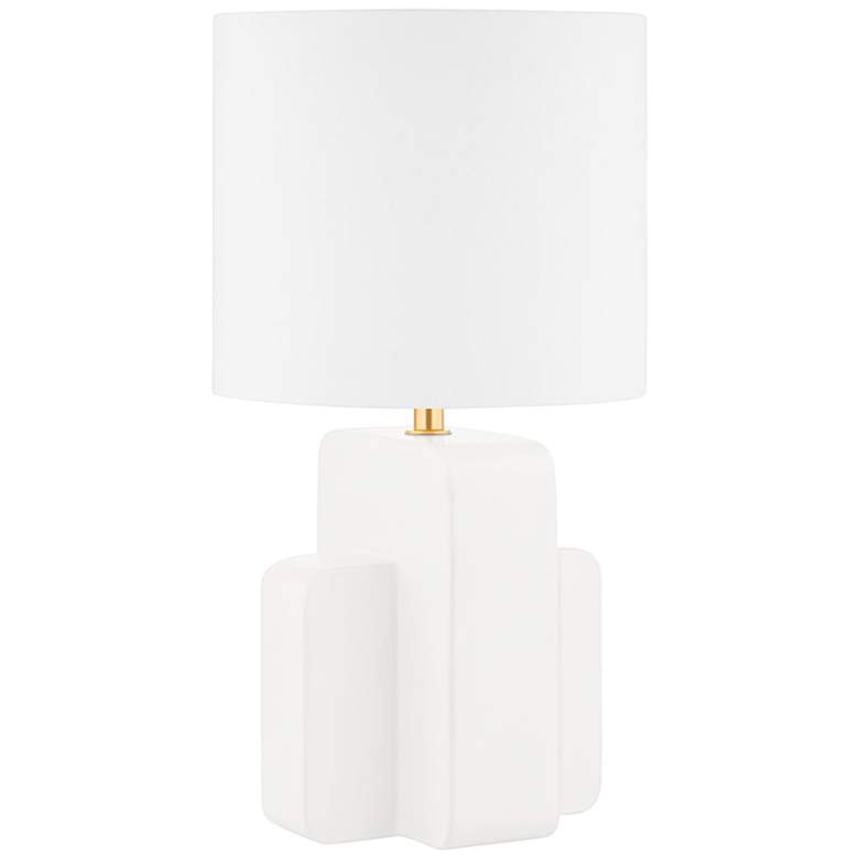 Image 1 Elm Grove Satin White Ceramic Accent Table Lamp