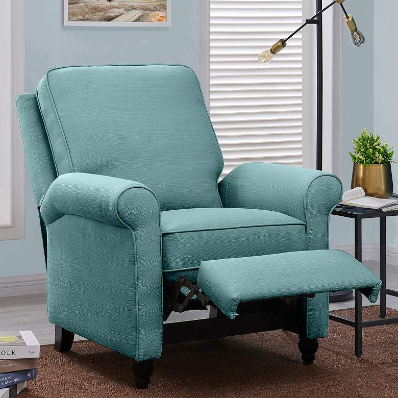 Image 1 Elm Lane 33 1/2" Wide Skye Blue Classic Push Back Recliner Chair