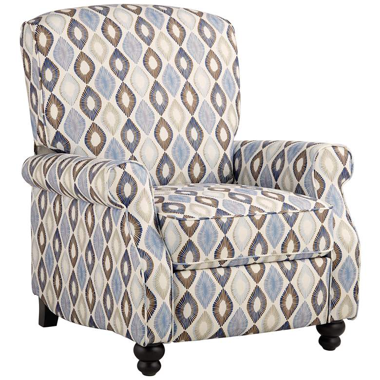 Image 3 Elm Lane 33" Wide Blue Diamond Pattern Push Back Recliner Chair
