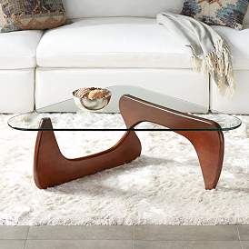 Image2 of Elm Lane Chloe 47 1/2" Glass and Wood Mid Century Modern Coffee Table
