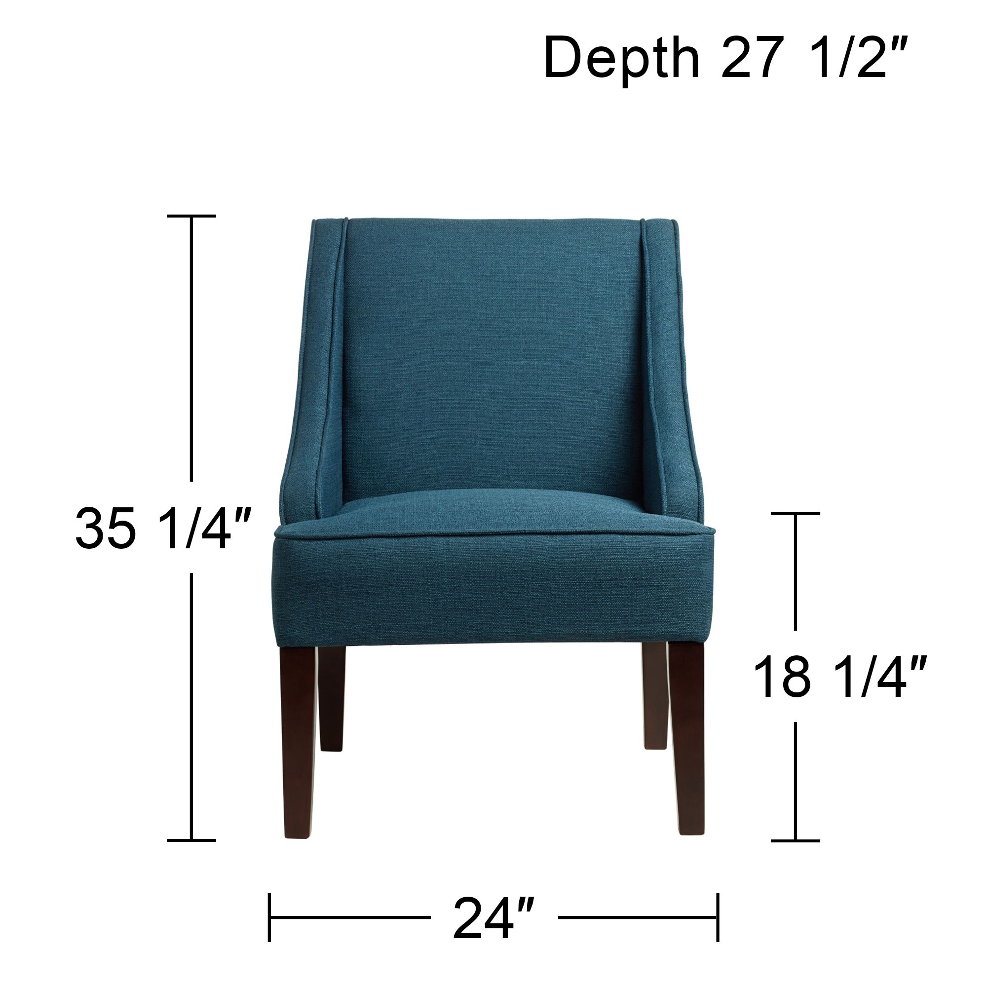 Elm Lane Dixon 35 1/4" Blue Fabric Swoop Arm Chair