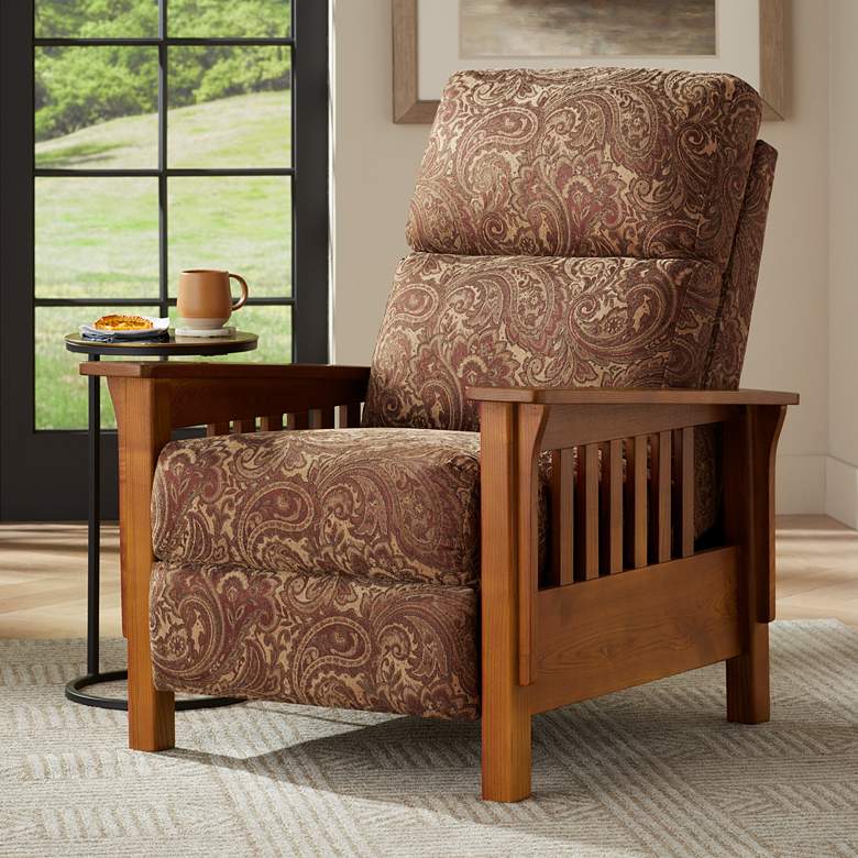 Image 1 Elm Lane Evan 33" Wide Brass Renaissance Fabric 3-Way Recliner Chair