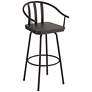 3_Elm Lane Lael 25 1/4" High Black Metal and Wood Swivel Counter Stool
