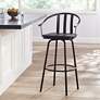 2_Elm Lane Lael 25 1/4" High Black Metal and Wood Swivel Counter Stool