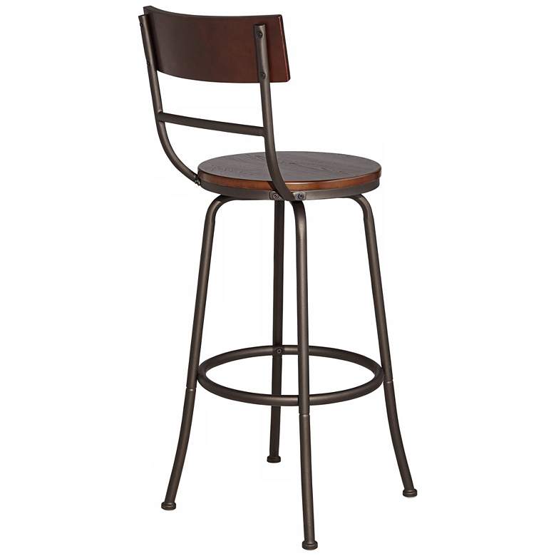 Image 5 Elm Lane Langdon 29" Wood and Bronze Metal Swivel Bar Stool more views