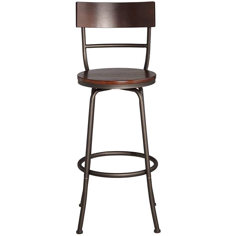 Image 6 Elm Lane Langdon 29" Wood and Bronze Metal Swivel Bar Stool more views