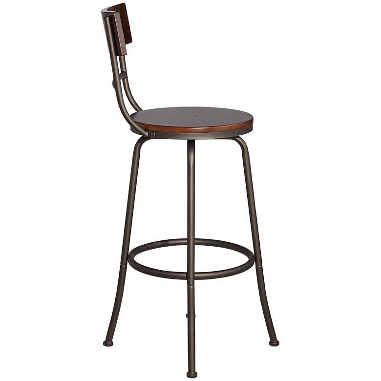 Image 7 Elm Lane Langdon 29" Wood and Bronze Metal Swivel Bar Stool more views