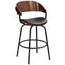 3_Elm Lane Larsen 26" High Modern Black and Walnut Swivel Counter Stool