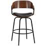 Elm Lane Larsen 26" High Modern Black and Walnut Swivel Counter Stool in scene