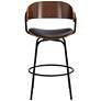 Elm Lane Larsen 26" High Modern Black and Walnut Swivel Counter Stool in scene