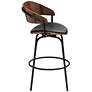 Elm Lane Larsen 26" High Modern Black and Walnut Swivel Counter Stool in scene