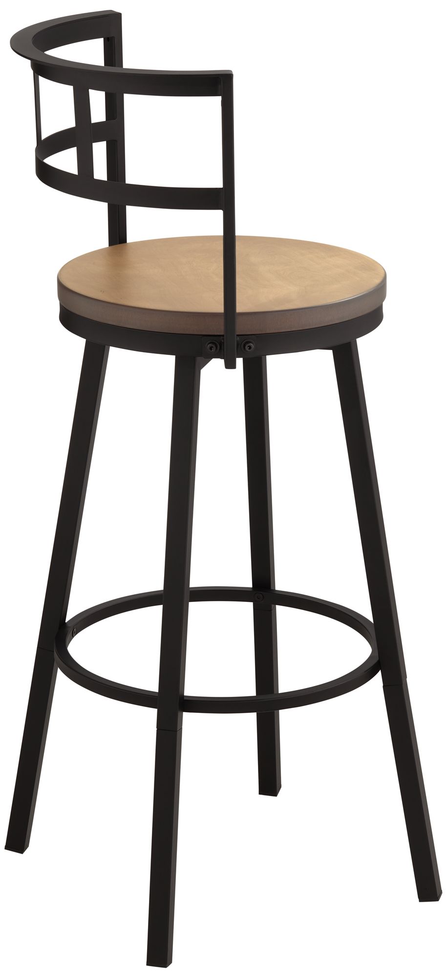 Elm Lane Latham 25 1/4" Matte Black and Wood Swivel Counter Stool