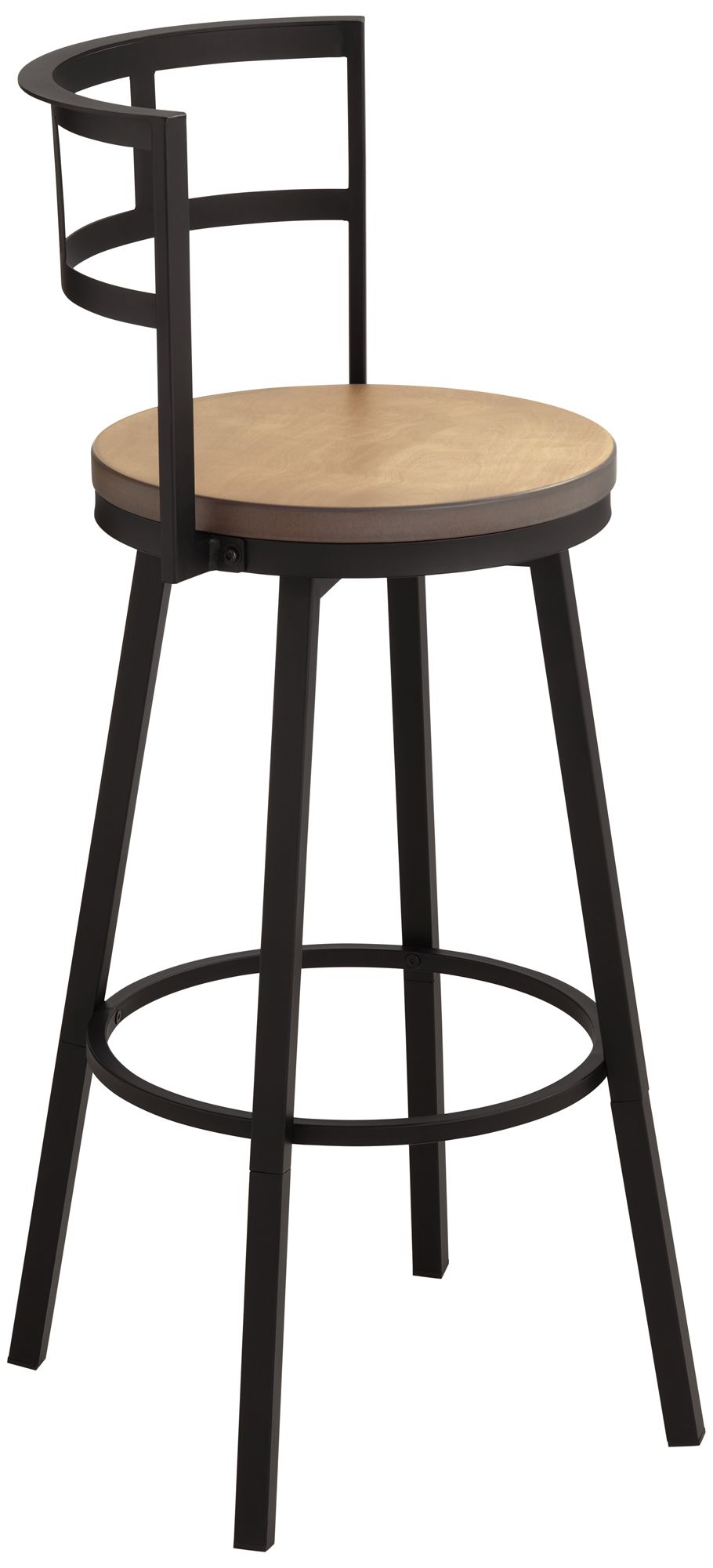 Elm Lane Latham 25 1/4" Matte Black and Wood Swivel Counter Stool