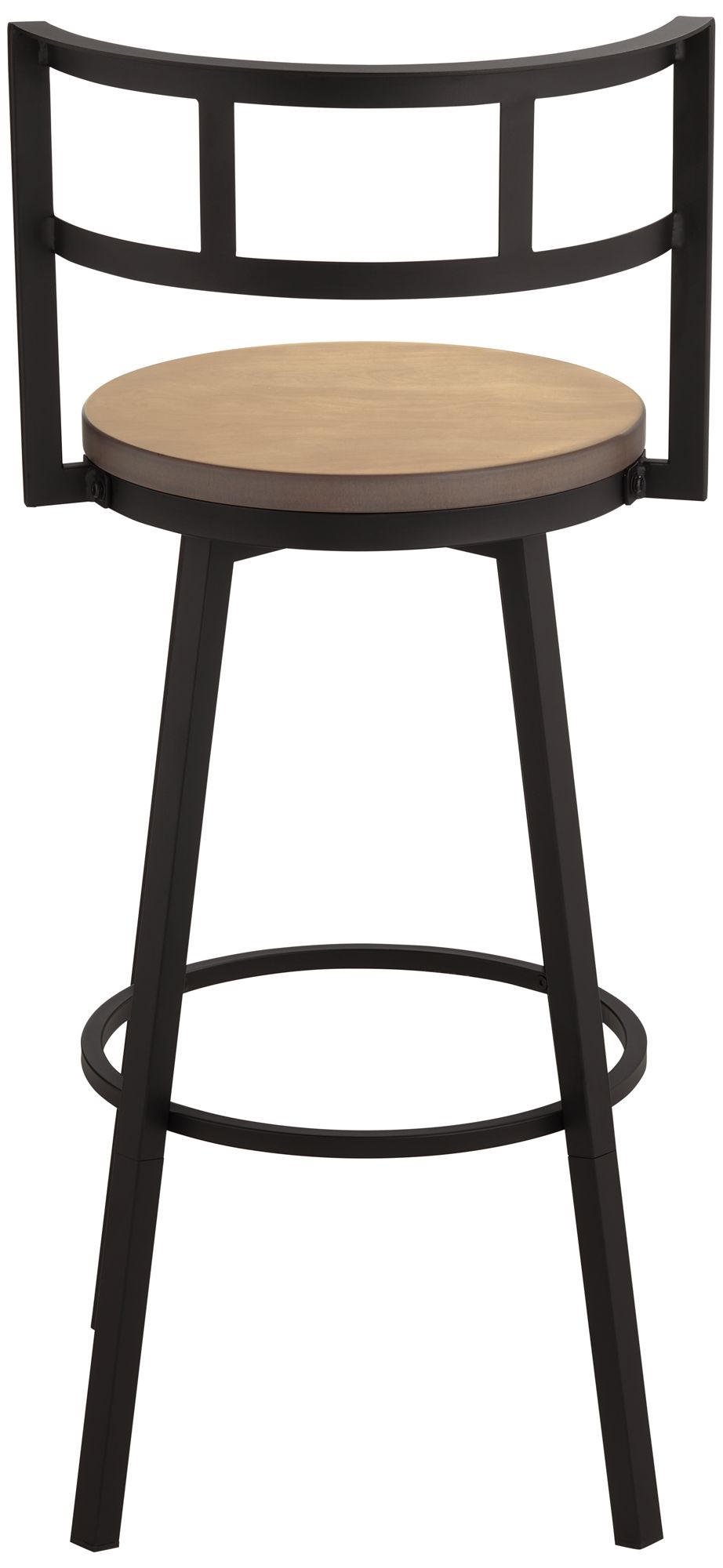 Elm Lane Latham 25 1/4" Matte Black and Wood Swivel Counter Stool