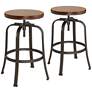 2_Elm Lane Radin Hammered Bronze Adjustable Swivel Bar Stools Set of 2
