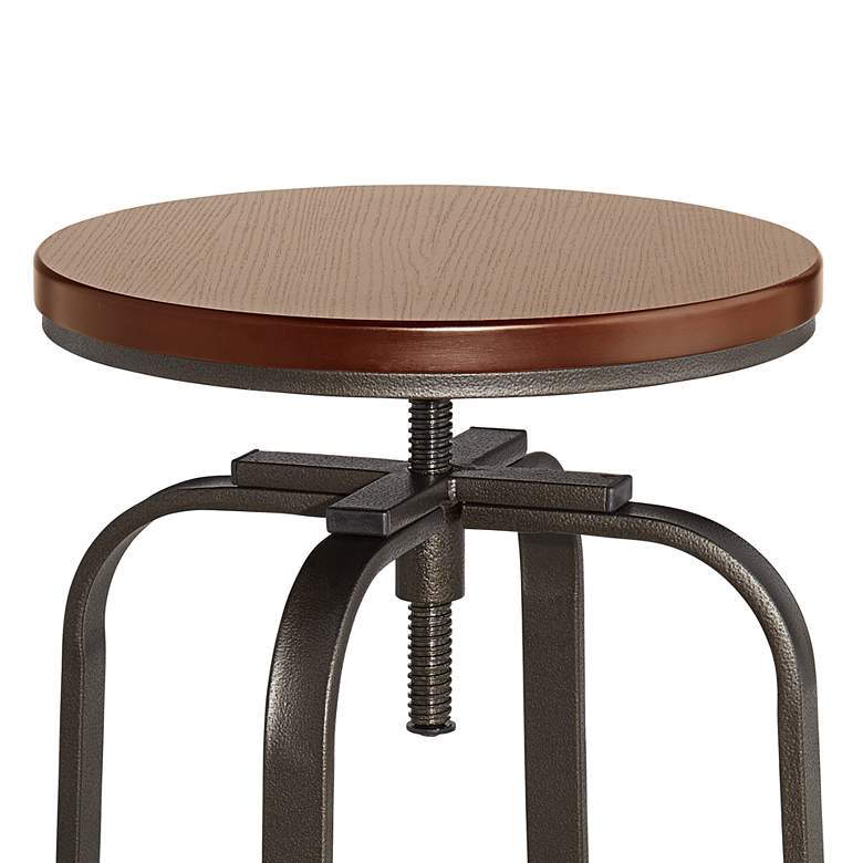 Image 4 Elm Lane Radin Hammered Bronze Adjustable Swivel Bar Stools Set of 2 more views