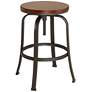 6_Elm Lane Radin Hammered Bronze Adjustable Swivel Bar Stools Set of 2 more views